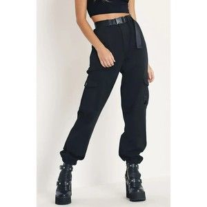BlackMilk Black Cargo Pants with Buckle Streetwear Utility Womens Sz AU 10 US 6